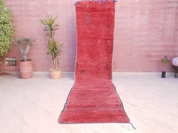 Vintage Moroccan Rug 3.2x12.5 Gorgeous Boujaad Unique runner Rug | Antique Entryway Rug | hallway rug