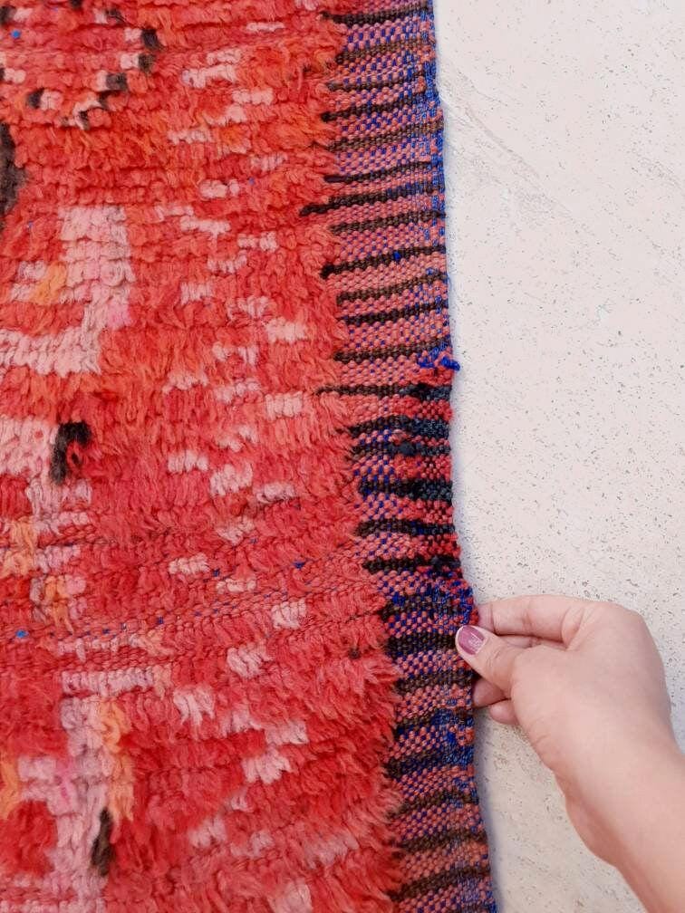 50% OFF CLOSING SALE Vintage Moroccan rug 5x8.7 Precious boujaad rug blush red carpet, Incredible Unique tribal living room rug