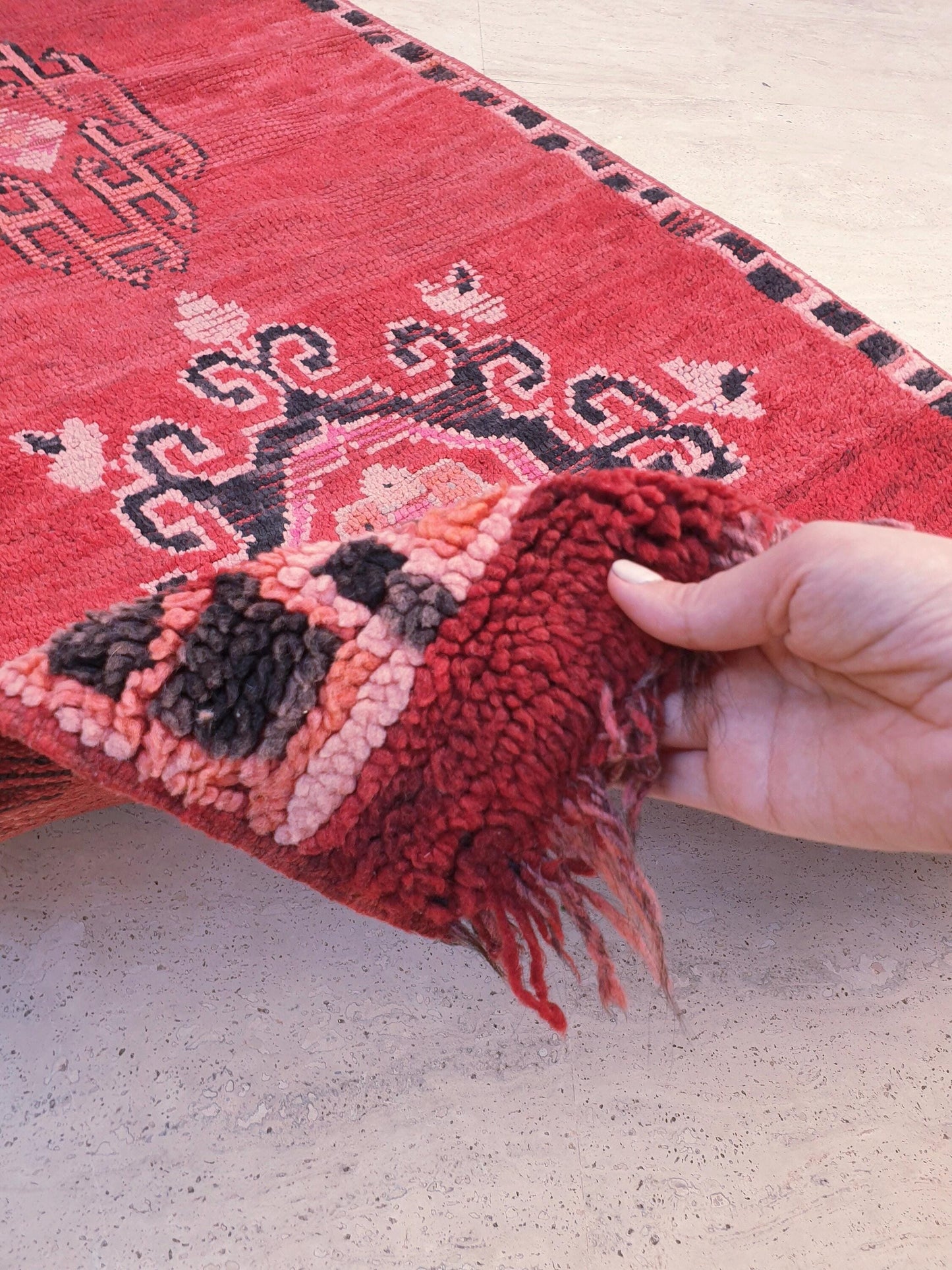 50% OFF CLOSING SALE Vintage Moroccan Rug 3.1x7.6 Gorgeous Unique Red Boujaad Statement Runner Rug, bedroom rug, Abstract accent rug