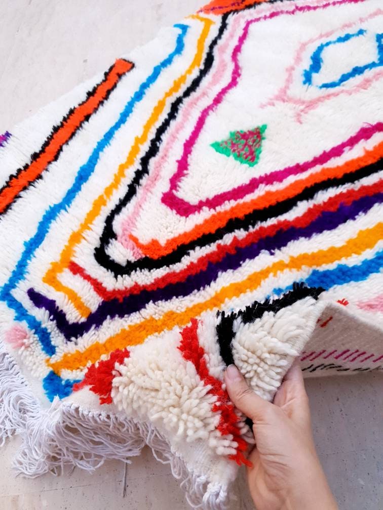 Finest Moroccan rug 3.8x5.3 Gorgeous Azilal rug, Softest Berber morrocan rug, bedroom rug living room rug bedside rug children rug