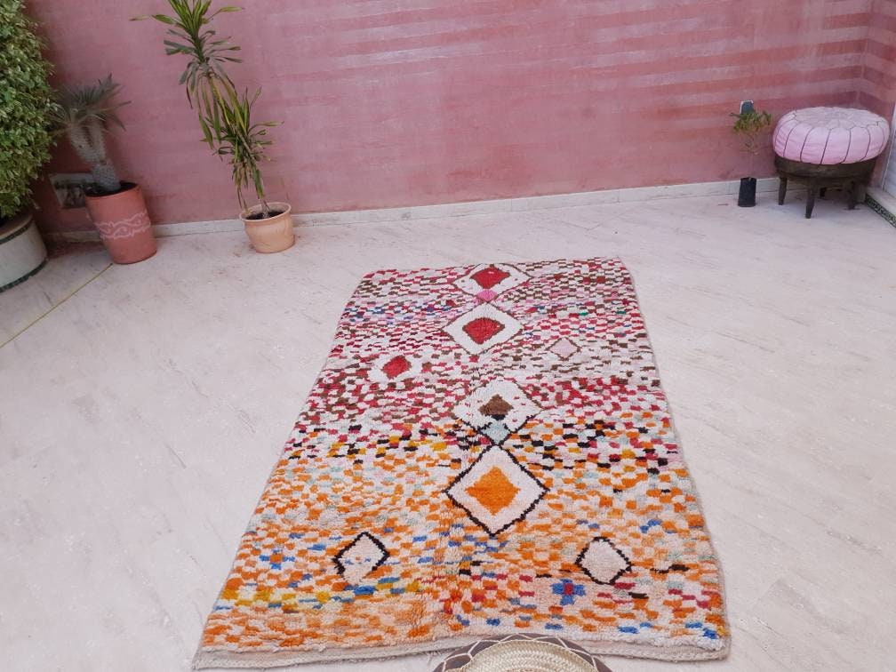 50% OFF CLOSING SALE Vintage Moroccan rug 5x8 boujaad rug gorgeous authentic Berber beige living room rug bedroom rug beni ourain rug