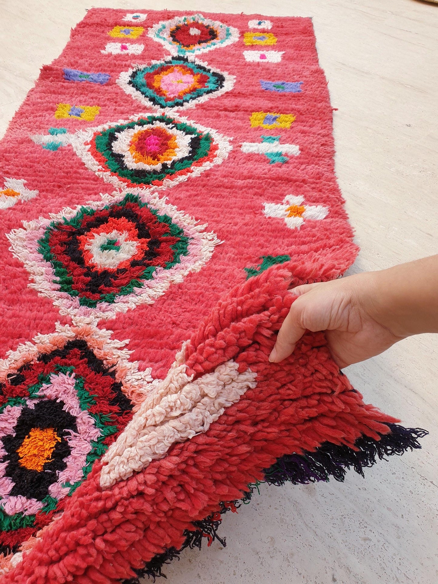 50% OFF CLOSING SALE Moroccan Runner Rug 3x7 Super Pretty Colorful Boujaad rug "HappY"  Super unique soft rug living room rug