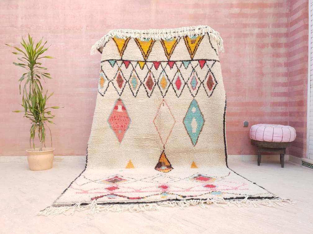 Gorgeous Moroccan Rug 5.8×9.3 Soft Designer by ME Berber Azilal Rug, beni ourain rug, Authentic rug Nursery rug bedroom rug  living room rug