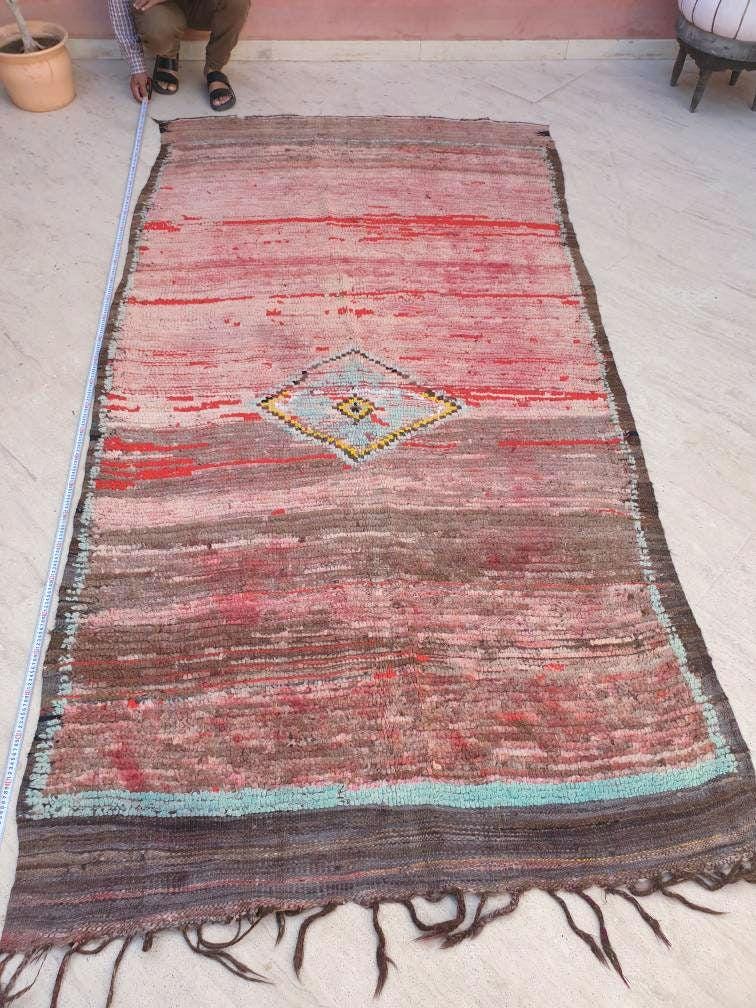 Vintage Moroccan Rug 5.3x10.3 "Blush Sahara" Stunning Blush pink rug | Unique Boujaad rug | blush pink bedroom rug