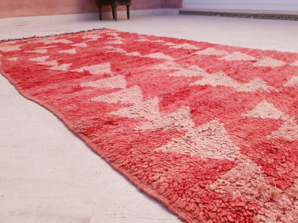 50% OFF CLOSING SALE Vintage Moroccan rug 4x7.5 Stunning Blush Red Boujaad rug | Blush Abstract rug | bedroom  handmade wool rug