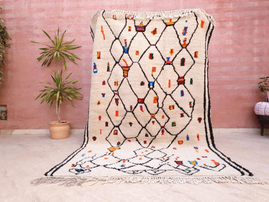 Gorgeous Moroccan Rug 5.5x8.8 by ME, designer Soft Berber Azilal Rug, beni ourain rug, Nursery rug bedroom rug