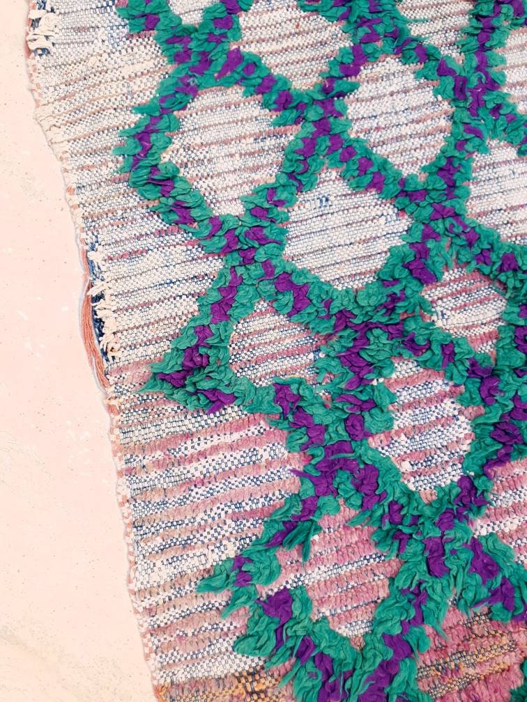 50% OFF CLOSING SALE Vintage Moroccan Rug 2.8x9.8 blush Boujaad runnger rug, Unique geometric Morrocan rug  bedroom rug, living room rug