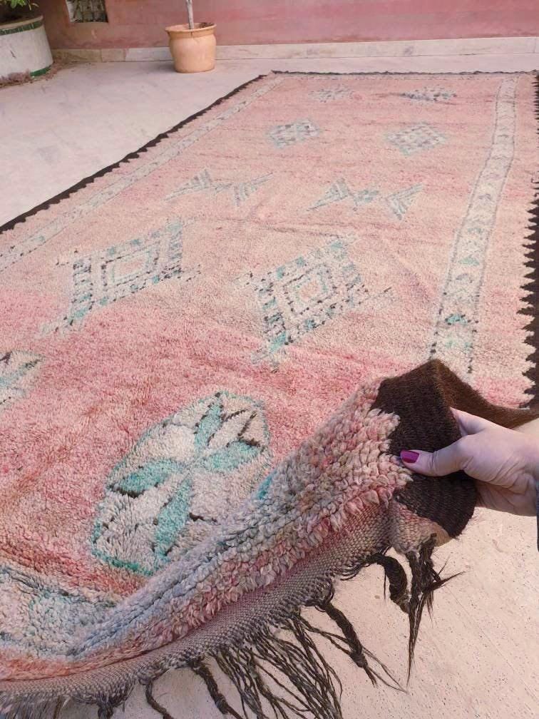 50% OFF CLOSING SALE Gorgeous Vintage Moroccan Rug 5.2x11.3 marvelous pastels beige teal rug Boujaad rug large berber peach boujad rug