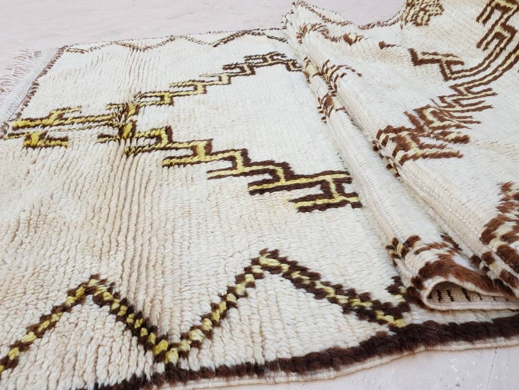 50% OFF CLOSING SALE Vintage morrocan Rug, unique beige Brown yellow Azilal rug, berber rug beni ourain rug boujad rug