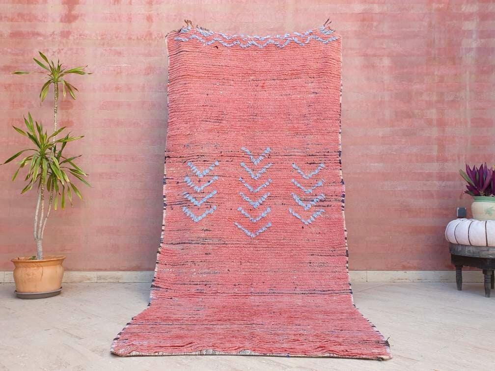 50% OFF CLOSING SALE Vintage Moroccan Rug 4.1x9.2 gorgeous Pink rug Boujaad rug Tribal berber rug boujad rug Cyan Pink berber rug