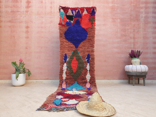 50% OFF CLOSING SALE Vintage Moroccan Rug 2.6x9.9 ft berber colorful artistic rug, Abstract Tribal rug, Unique Boujaad Hallway Rug