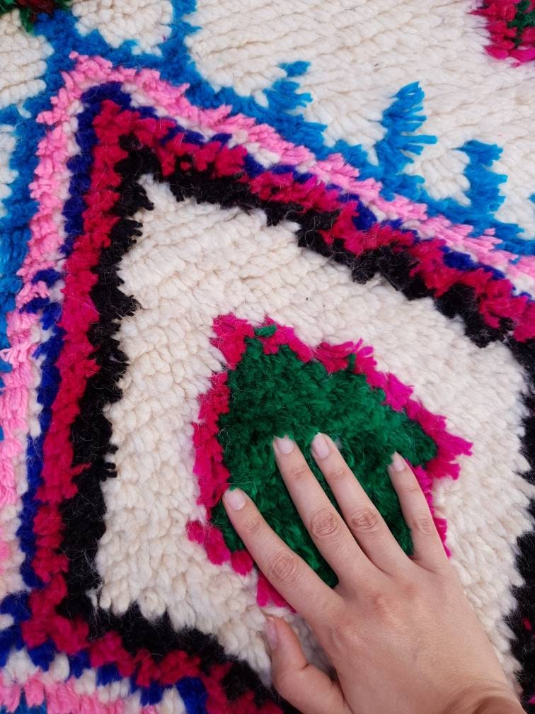 Gorgeous Moroccan Rug  by ME 5.3x8.3 designer Soft Berber Azilal Rug, beni ourain rug, Nursery rug bedroom living room rug