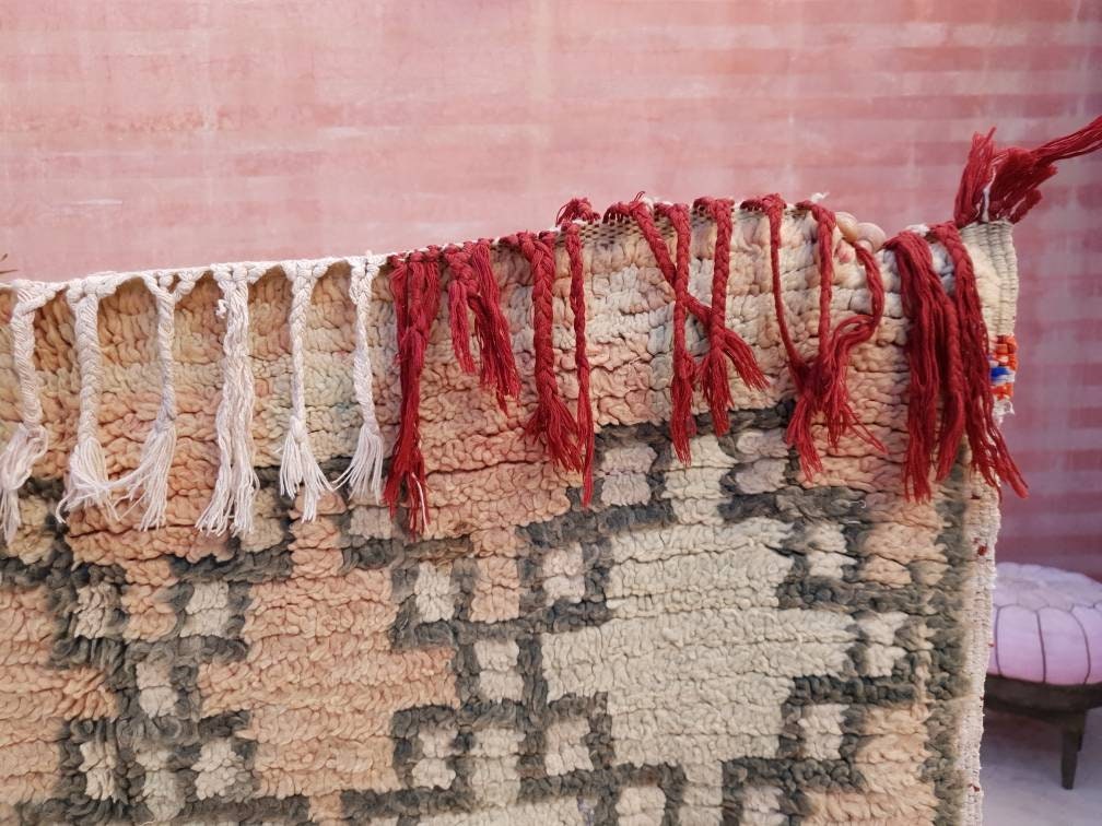 50% OFF CLOSING SALE Vintage Moroccan Rug 3.6x6 Stunning Antique Geometric rug, blush pastels boujaad berber rug, artistic rug bedroom rug
