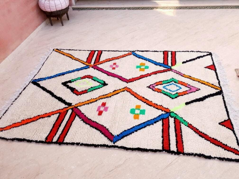 Fine Moroccan rug 5.6x8.5 Original Artist rug, Azilal rug Designer rug, Perfect Bedroom, living room or nursery rug ZAYA145