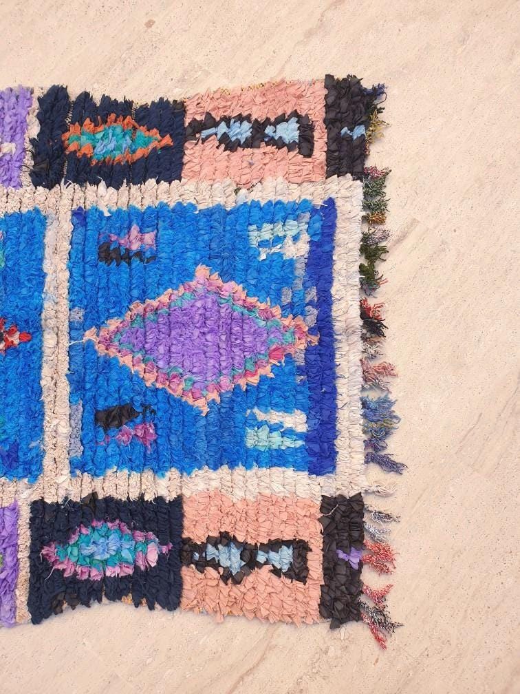 Vintage Moroccan Rug  Super Pretty Runner Rug 3.1x5.1 Boujaad Rug  | Antique Berber Boucherouite Rug  Vintage Accent Rug, Entry way Rug