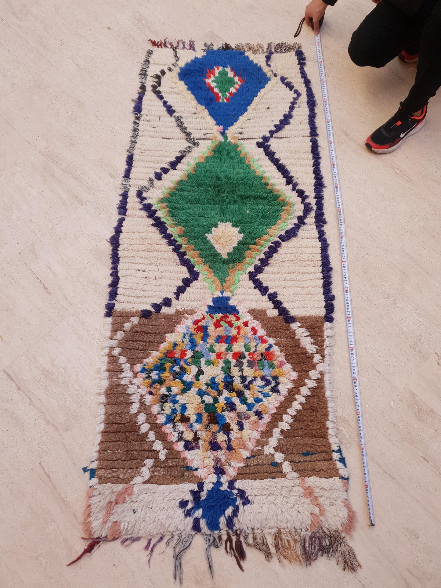 Gorgeous Vintage runner rug 2.4x5.9 beige pink abstract hallway rug, pastel muted tones kitchen rug