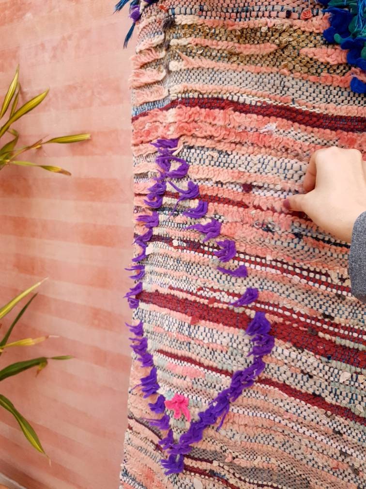 50% OFF CLOSING SALE Vintage Moroccan Rug 4.5x6.7 Gorgeous Abstract boujaad Rug large bedroom rug living room rug, Pink red rug