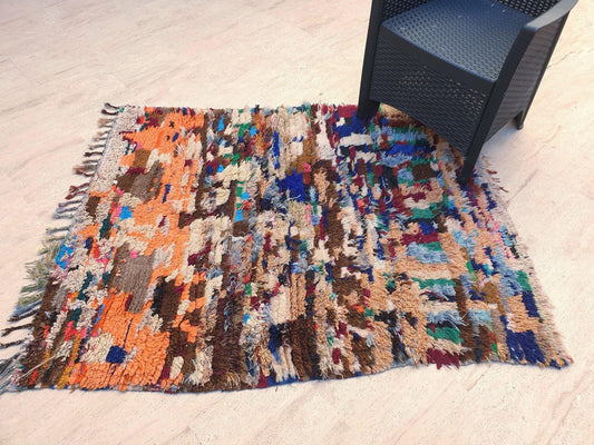 50% OFF CLOSING SALE Vintage Moroccan Rug 3.9x5 Gorgeous Moroccan boujaad Rug, Abstract rug, bedroom rug, Morocco Berber accent rug
