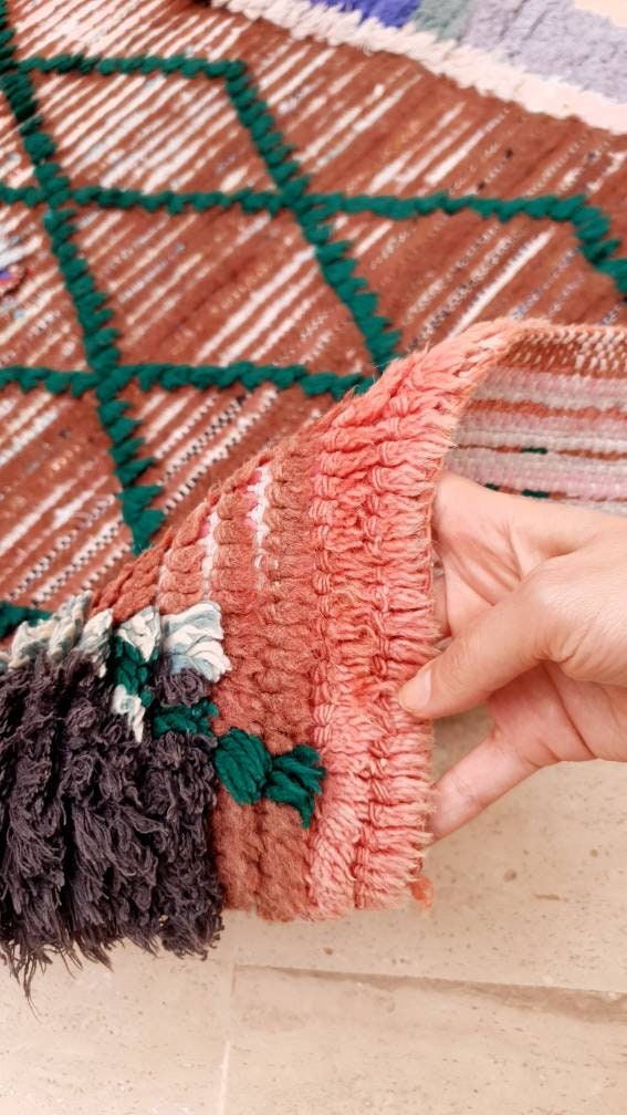 Vintage Moroccan rug 2.9x5.9 Stunning Unique Boujaad rug |  Unique Vintage Boujad Rug | Artistic bedroom Berber rug