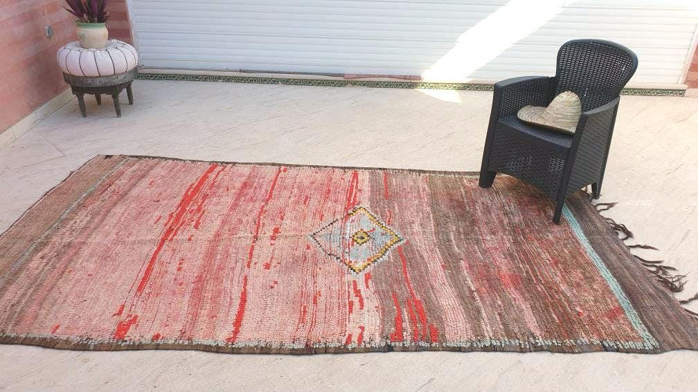 Vintage Moroccan Rug 5.3x10.3 "Blush Sahara" Stunning Blush pink rug | Unique Boujaad rug | blush pink bedroom rug