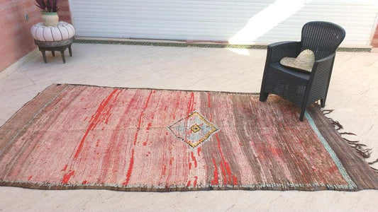 Vintage Moroccan Rug 5.3x10.3 "Blush Sahara" Stunning Blush pink rug | Unique Boujaad rug | blush pink bedroom rug