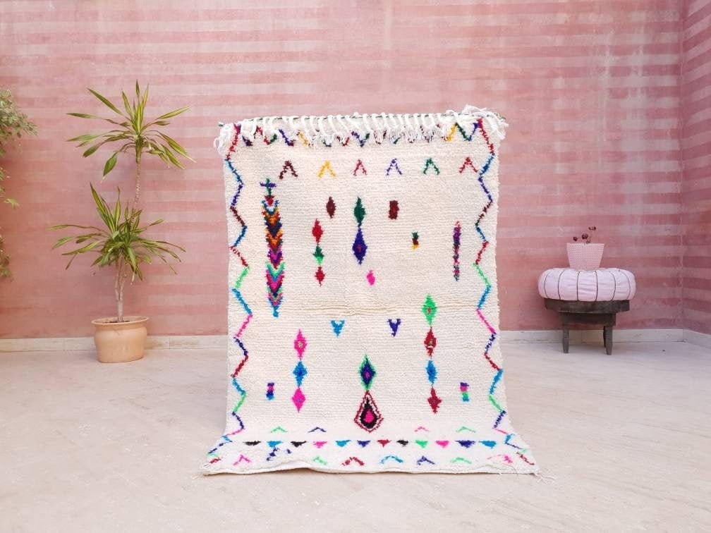 Moroccan rug, Azilal rug "Candy Castle" Colorful Rug Berber wool rug, bedroom rug living room rug nursery bedside children rug