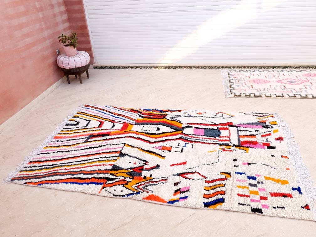 Fine Moroccan Rug 5.5x9 Soft Designer by ME Berber Azilal Rug, beni ourain rug, Authentic rug Nursery rug bedroom rug  living room rug