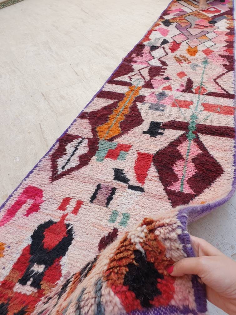 50% OFF CLOSING SALE Gorgeous Moroccan rug 2.3x12.8 "Cocktail Party" Colorful Wool Runner rug, retro style lovely wool hallway boujaad rug