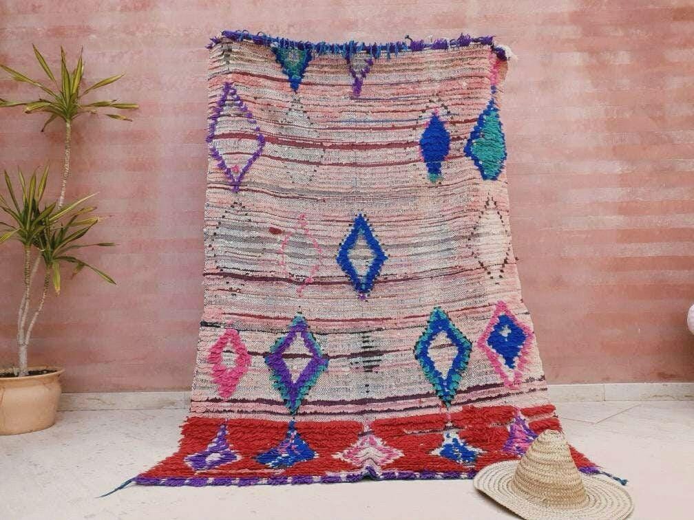 50% OFF CLOSING SALE Vintage Moroccan Rug 4.5x6.7 Gorgeous Abstract boujaad Rug large bedroom rug living room rug, Pink red rug