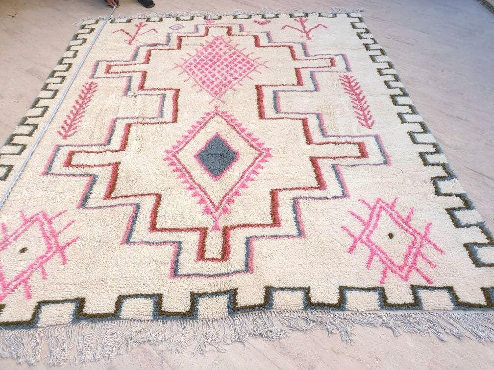 Stunning Moroccan Rug 8.6x10.1 Softest  Azilal Rug, By Me Authentic Atlas Wool Rug, arge berber Pink bedroom rug