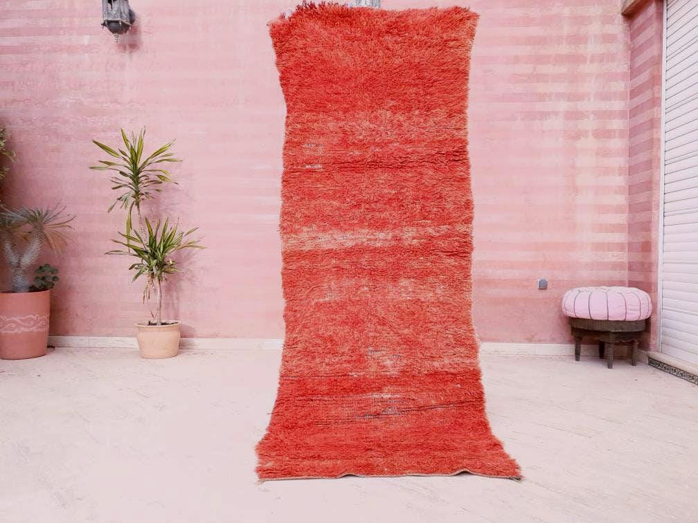Gorgeous Boujaad runner rug, Artistic Hallway rug, Orange runner rug Authentic Beni mguild rug