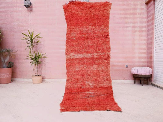 Gorgeous Boujaad runner rug, Artistic Hallway rug, Orange runner rug Authentic Beni mguild rug