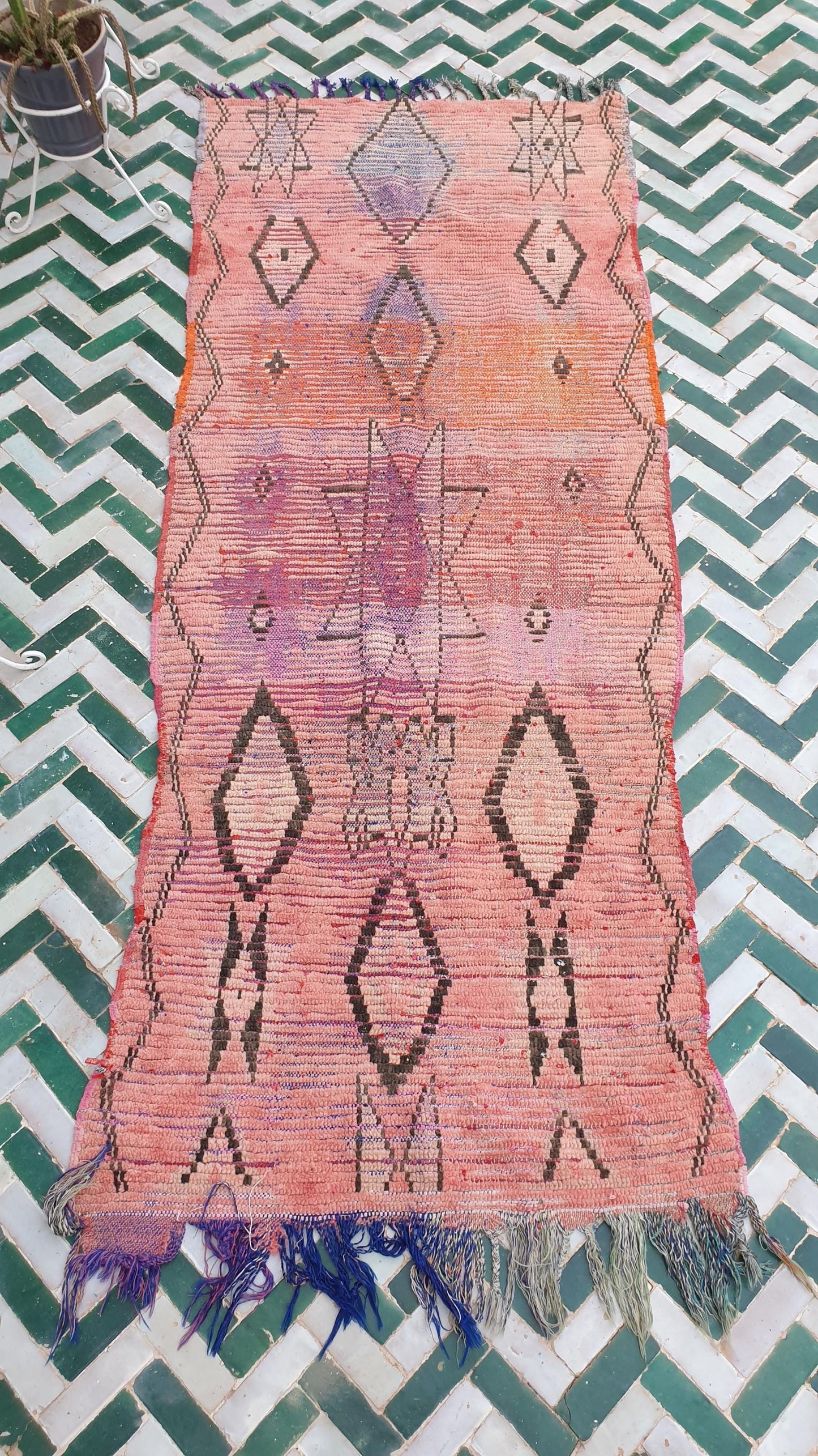 Beautiful  Peach runner rug geometric tribal rug