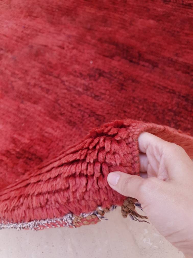 50% OFF CLOSING SALE Vintage Moroccan Rug 3.3x10 Velvet Gorgeous Boujaad red runner rug, Artistic Hallway rug, Unique red runner rug