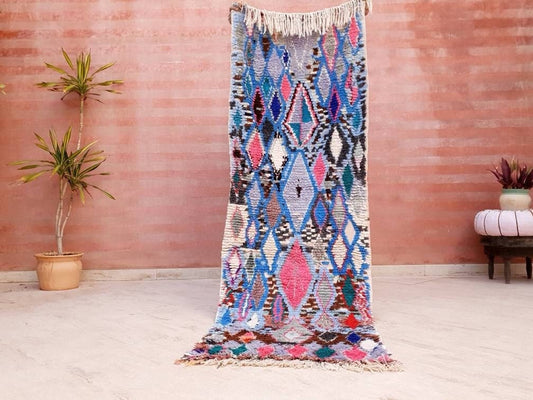 50% OFF CLOSING SALE Vintage Moroccan Rug 2.5x8.1 Super Pretty Boujad Runner Rug | Boujaad Hallway Rug | Stunning Pastels Colorful Rug