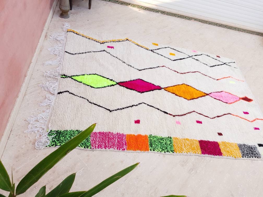 Fine Moroccan rug 5.5x8 original Artist rug, fine Azilal rug Zayania designer rug berber colorful rug  bedroom rug