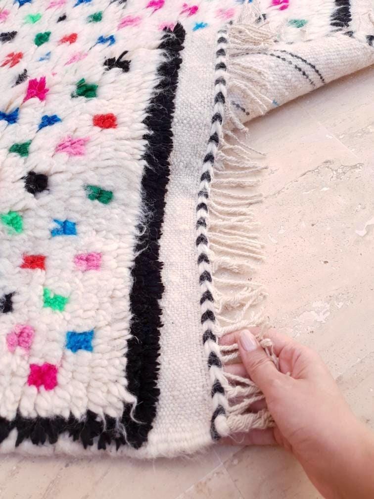 Finest Moroccan Rug 3.2x4.8 Soft Azilal Rug "Confetti" Authentic Berber carpet Nursery morrocan Rug Beni Ourain rug, living room rug