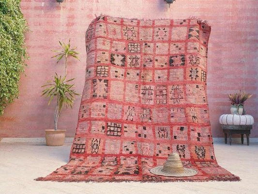 50% OFF CLOSING SALE Vintage Moroccan rug 5.2x8.5 Precious boujaad rug blush red carpet, bedroom living room rug bohemian coral tribal rug