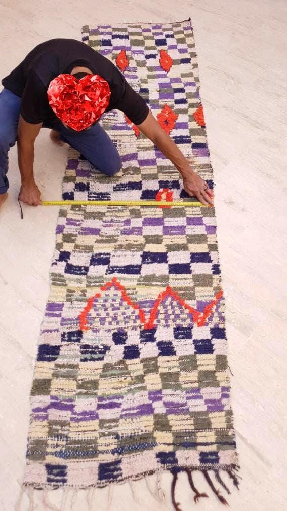 50% OFF CLOSING SALE Vintage Moroccan Rug 2.4x9.2  Stunning Boujaad rug Unique Boujad Runner Rug | Hallway rug | Purple moroccan runner  rug
