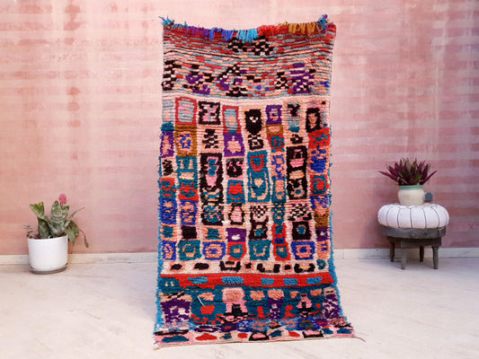 50% OFF CLOSING SALE Vintage Moroccan Rug 3.3x6.4 Stunning Authentic Vintage Azilal rug, Colorful Rug Beni Ourain Rug, living room rug