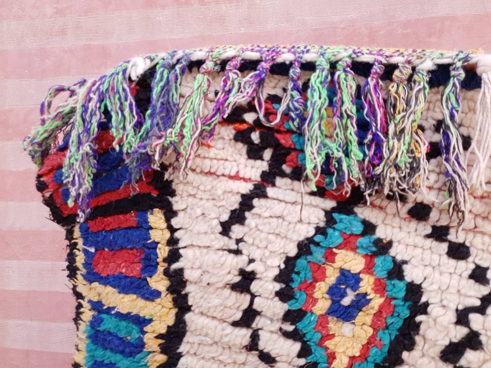 50% OFF CLOSING SALE Vintage Moroccan Rug, Stunning Genuine Unique Azilal Rug 4.6x6.7 Authentic Antique Berber Rug | living room boujaad rug