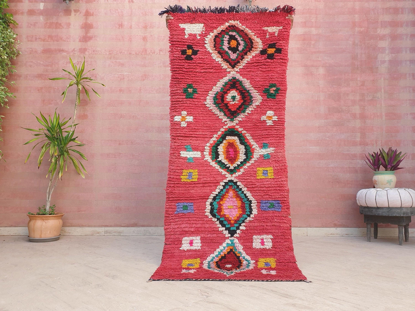 50% OFF CLOSING SALE Moroccan Runner Rug 3x7 Super Pretty Colorful Boujaad rug "HappY"  Super unique soft rug living room rug