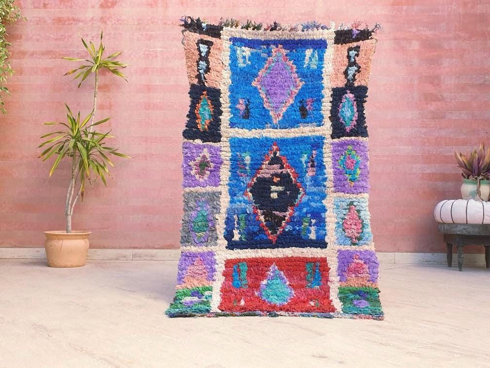 Vintage Moroccan Rug  Super Pretty Runner Rug 3.1x5.1 Boujaad Rug  | Antique Berber Boucherouite Rug  Vintage Accent Rug, Entry way Rug