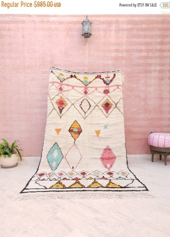 Gorgeous Moroccan Rug 5.8×9.3 Soft Designer by ME Berber Azilal Rug, beni ourain rug, Authentic rug Nursery rug bedroom rug  living room rug