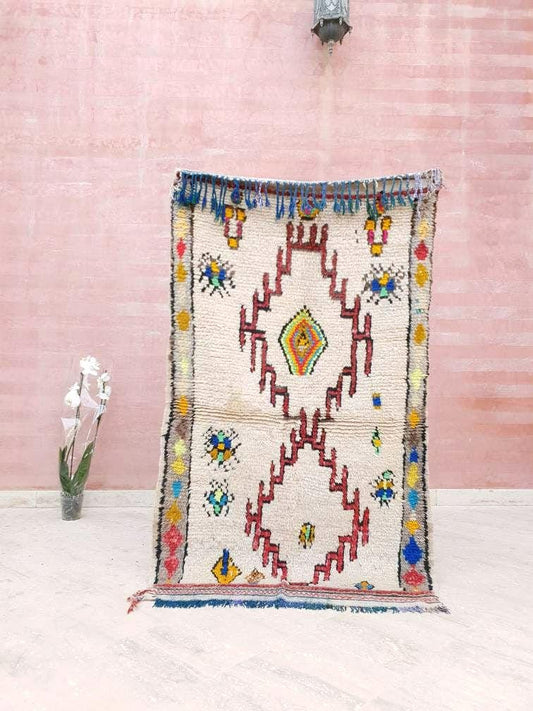 Vintage Moroccan rug 3x5.2 One of a kind Authentic Azilal rug, Antique Morrocan rug shimmery colorful berber rug