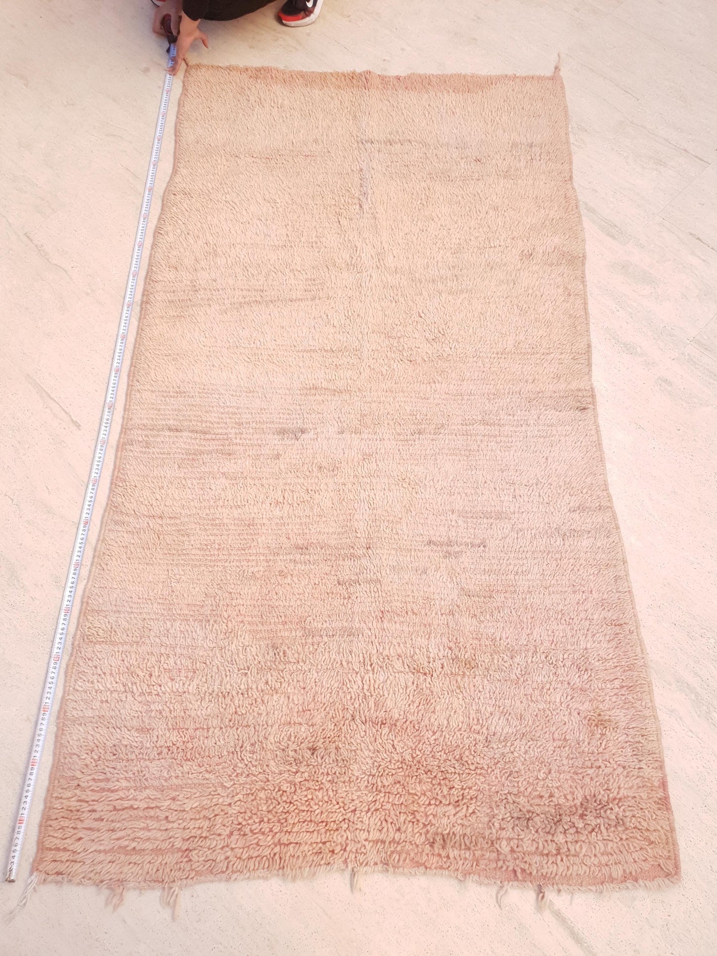 Vintage Moroccan Rug Gorgeous Blush Pink Peac Boujaad rug 3.8x7.2 Sands unique blush soft tones rug, bedroom beni ourain rug faded solid rug