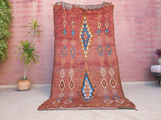 50% OFF CLOSING SALE Precious Vintage Moroccan Rug 4.3x8 "Cinnamon Delight" Brown boujaad rug, terracota earth tones rug