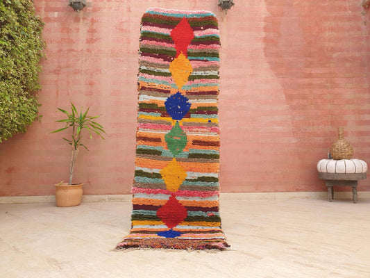 Vintage Moroccan runner rug 2x6.8 Incredible Boujaad Rug  Colorful Rainbow  Boujad Rug | wool hallway rug, Berber colorful rug