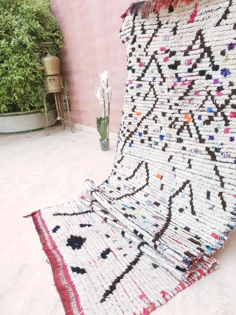 Vintage Moroccan rug "Sprinkles" 3x7.5 rug, Berber Azilal Rug, Unique Morrocan rug Rare Rug bedroom rug living room rug