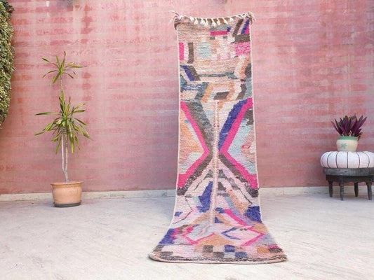50% OFF CLOSING SALE intage Moroccan Rug 2.2x9.2 Beautiful Colorful hallway rug, boujaad rug boujad rug abstract rug, berber runner rug